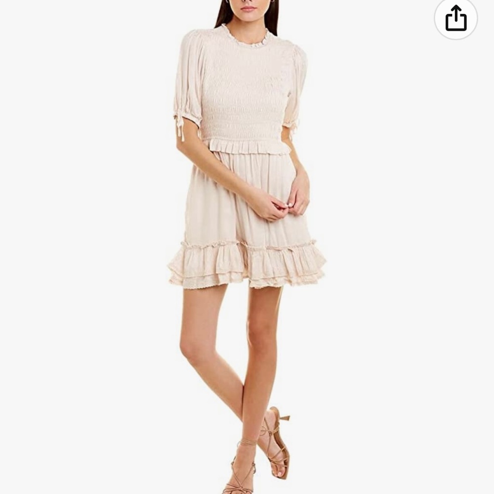 Dress Forum Womens Good Lovin Shirred Mini Dress, Cream